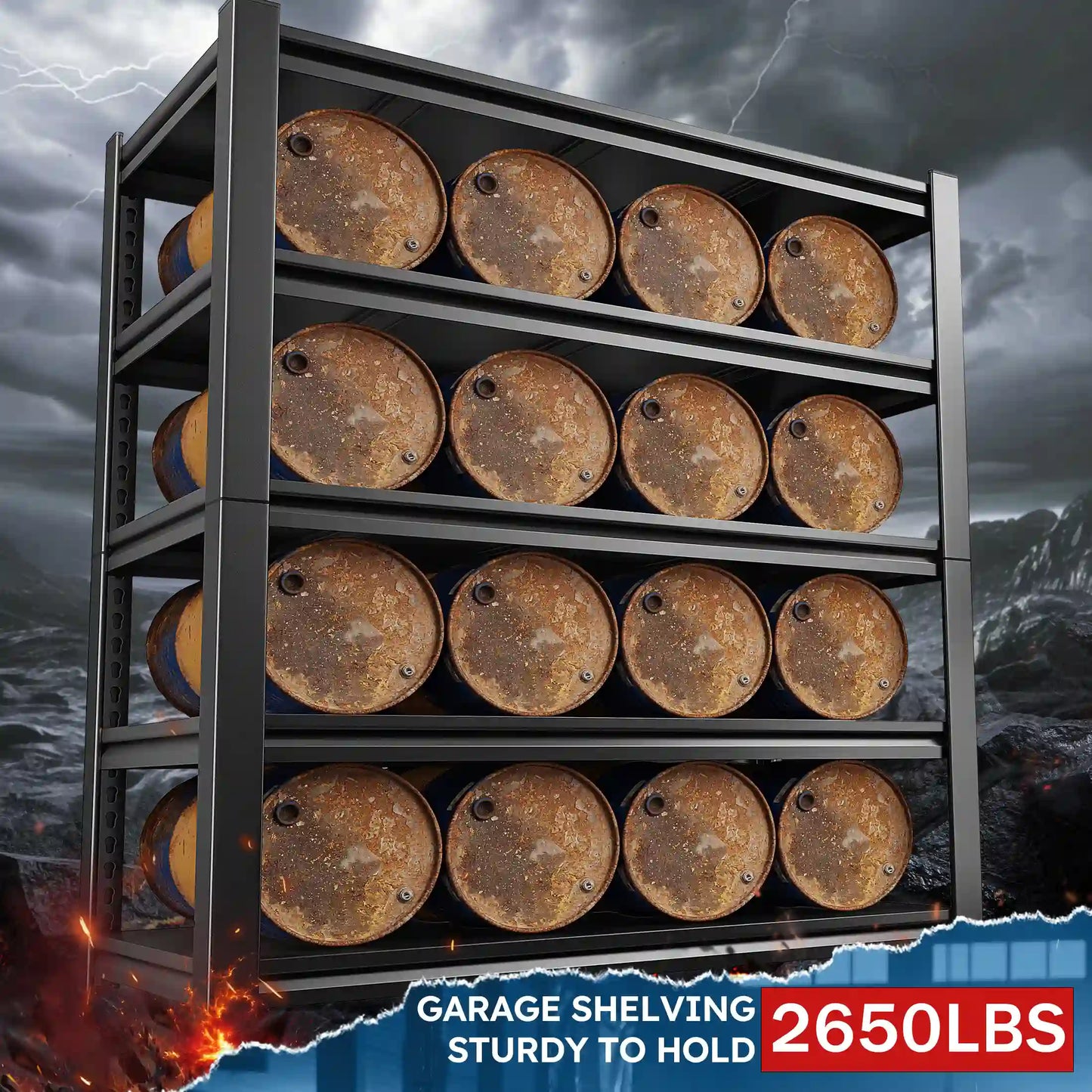 【🔥Factory Direct Clearout Sale🔥】36" W Adjustable Metal Storage Rack,2650LBS Heavy Duty Garage Shelves , Ultra-Sturdy Shelving for Garage, Basement & Workshop