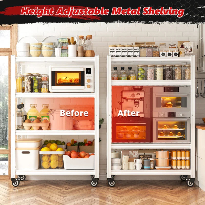 【🔥Factory Direct Clearout Sale🔥】59.8"H 4-Tier Rolling Metal Shelving Rack 530LBS Adjustable Shelving Units for Pantry, Kitchen, Basement