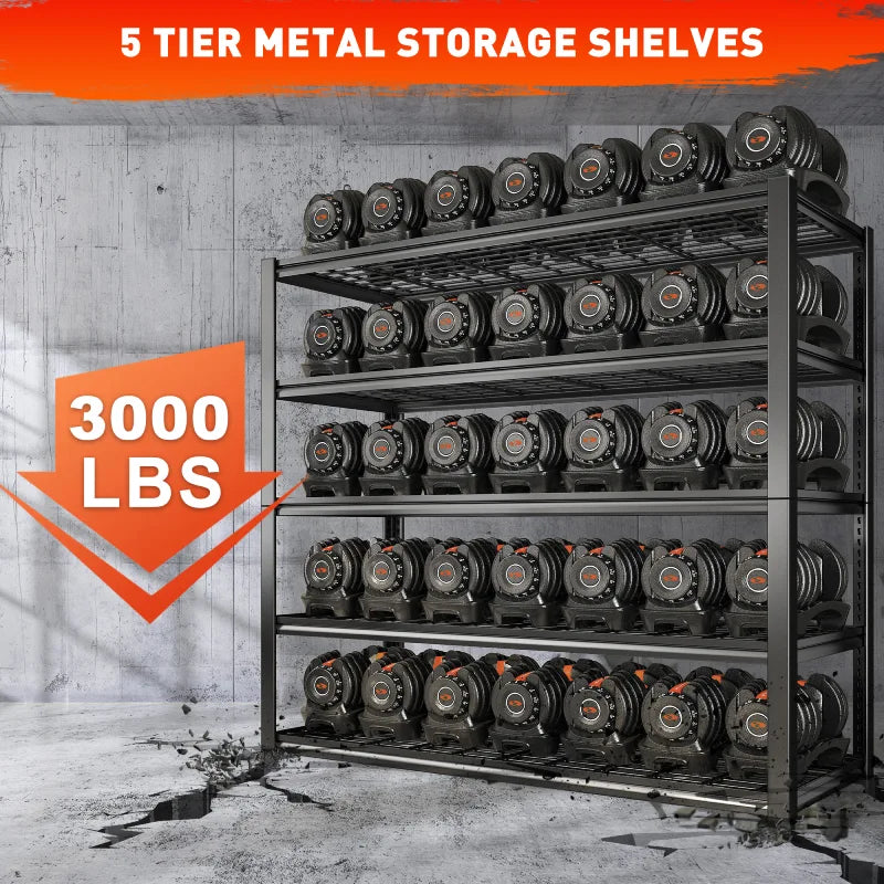 【🔥Factory Direct Clearout Sale🔥】48.4"W 3000 LBS Metal Storage Shelves for Garage Inventory Shelving 5 Tiers  Adjustable Basement Shelving Units for Warehouse