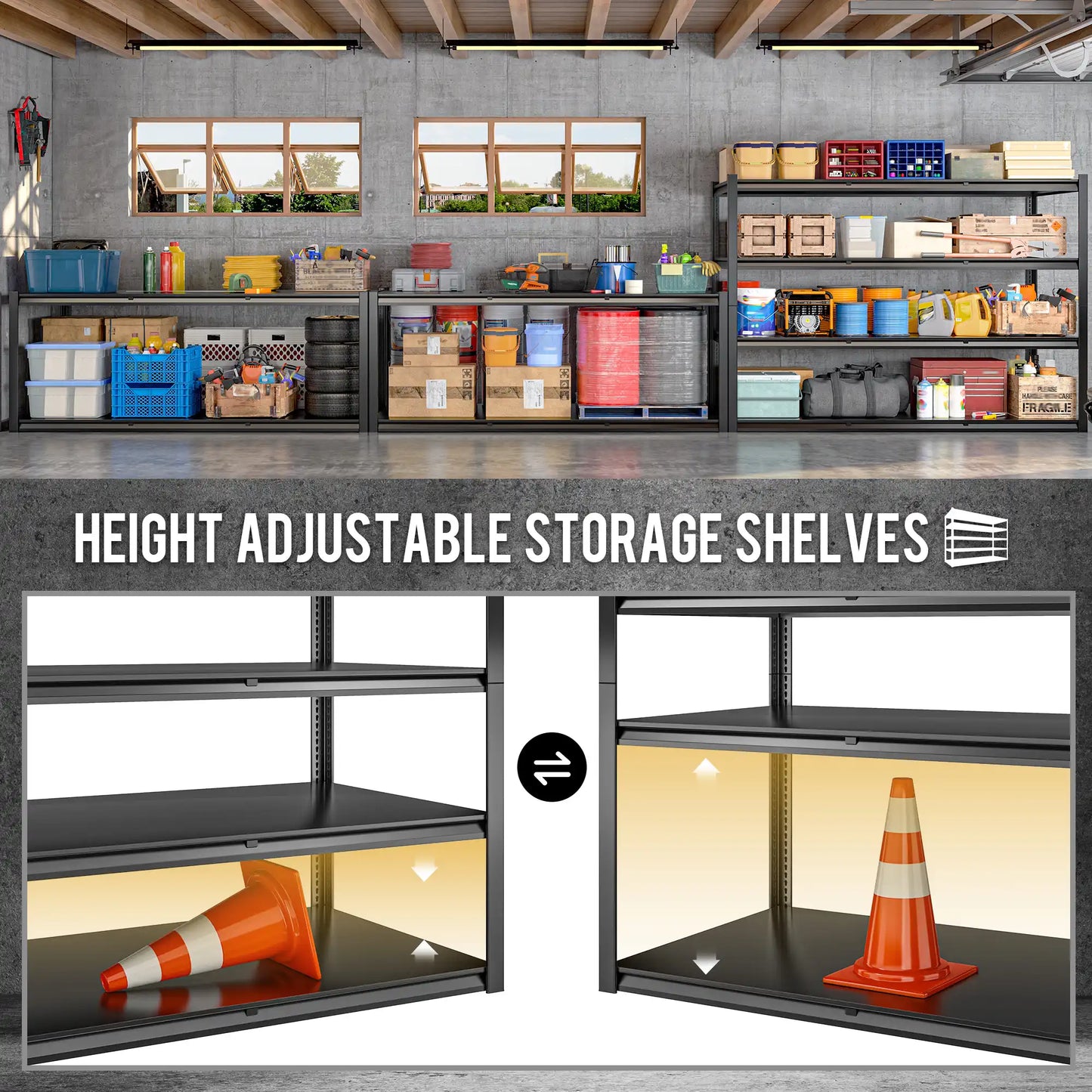 【🔥Factory Direct Clearout Sale🔥】60"W 4-Tier Heavy Duty Industrial Shelving Units, Adjustable Metal Storage Shelves Racks for Garage, Warehouse, Basement, 2650LBS
