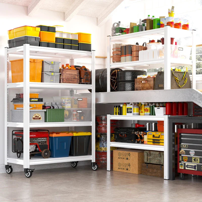 【🔥Factory Direct Clearout Sale🔥】59.8"H 4-Tier Rolling Metal Shelving Rack 530LBS Adjustable Shelving Units for Pantry, Kitchen, Basement