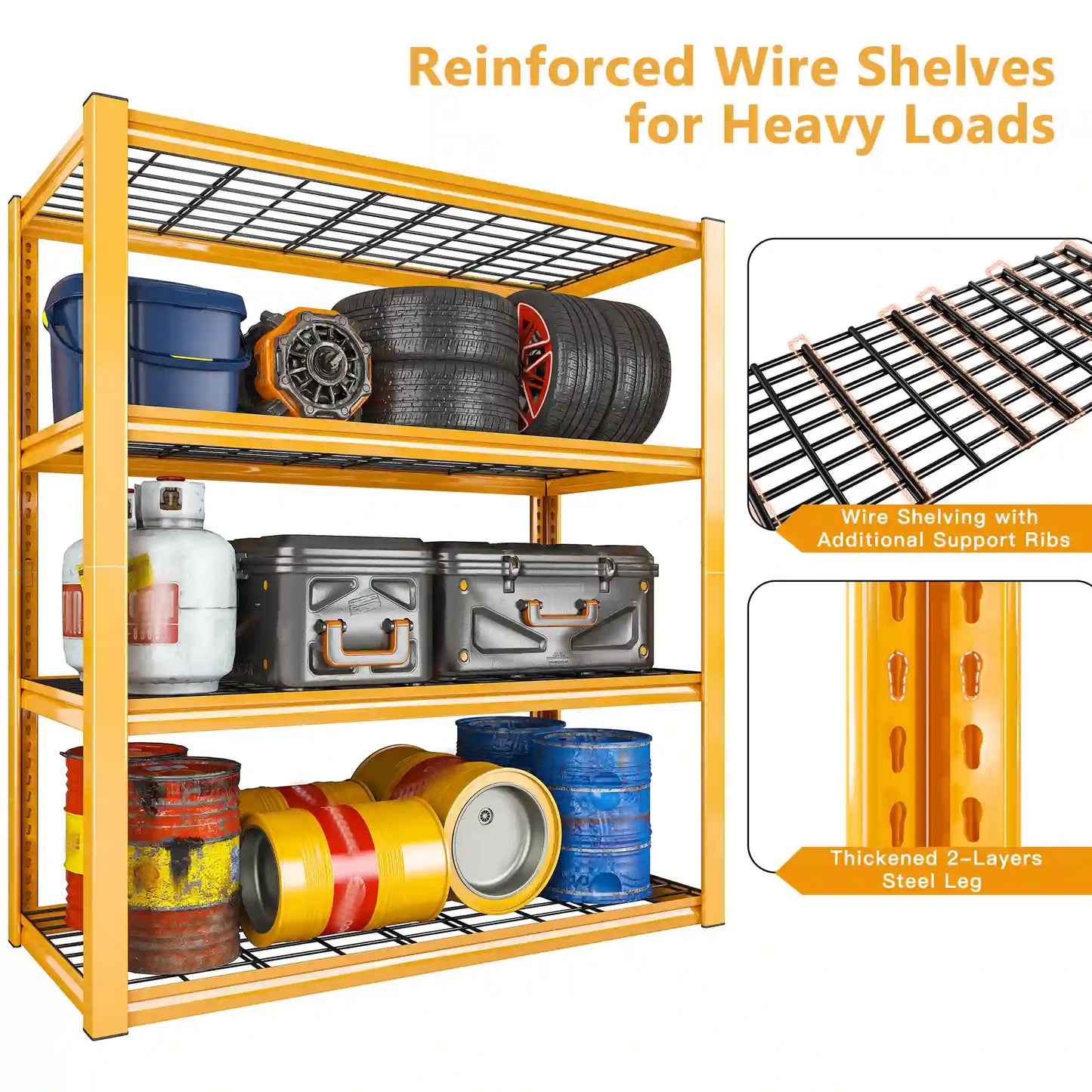 【🔥Factory Direct Clearout Sale🔥】4 Tier Shelves 60"H Garage Storage Shelves 2200 LBS  Free Assembly Tools Included for Garage Organization
