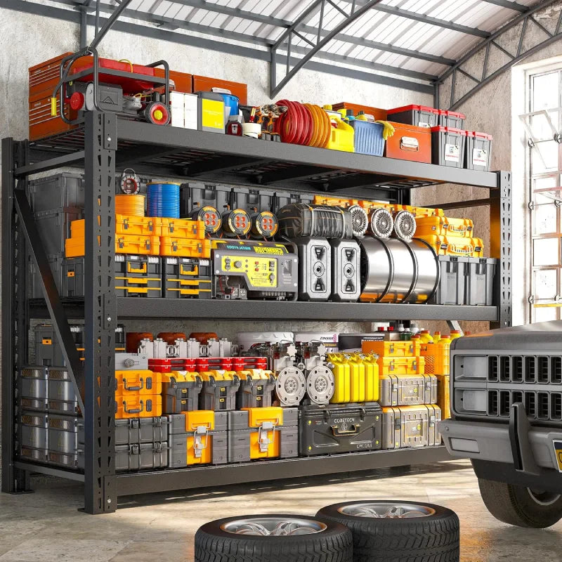 【🔥Factory Direct Clearout Sale🔥】77" W x 66"H Ultra Wide Garage Shelving 6600LBS Heavy Duty Storage Shelves 3 Tier Metal Shelving Unit Adjustable Utility Shelves for Basement, Garage, Warehouse