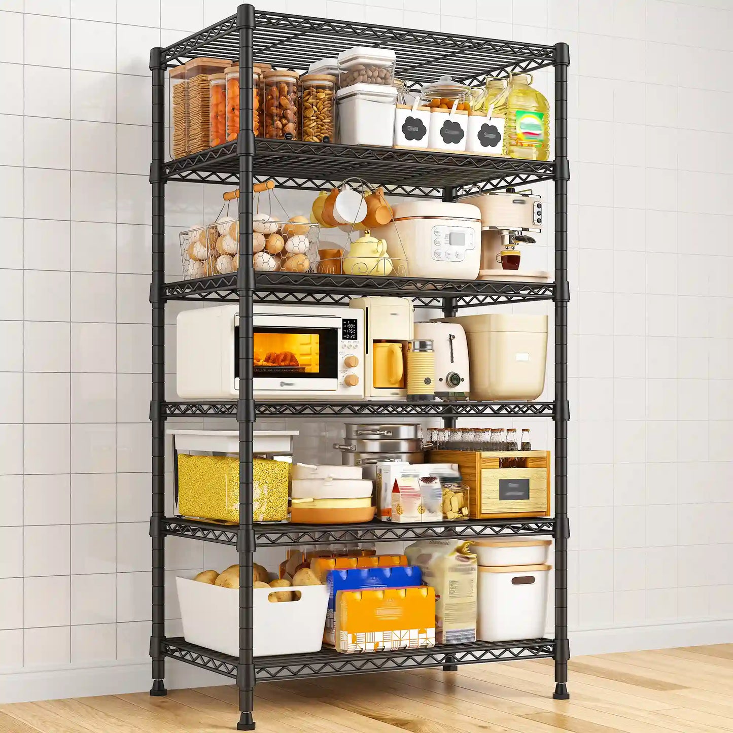 【🔥Factory Direct Clearout Sale🔥】71"H Wire Shelving Units,6 Tier Storage Shelves,Adjustable Detachable Storage Shelving Unit for Kitchen Laundry Pantry Garage Commercial