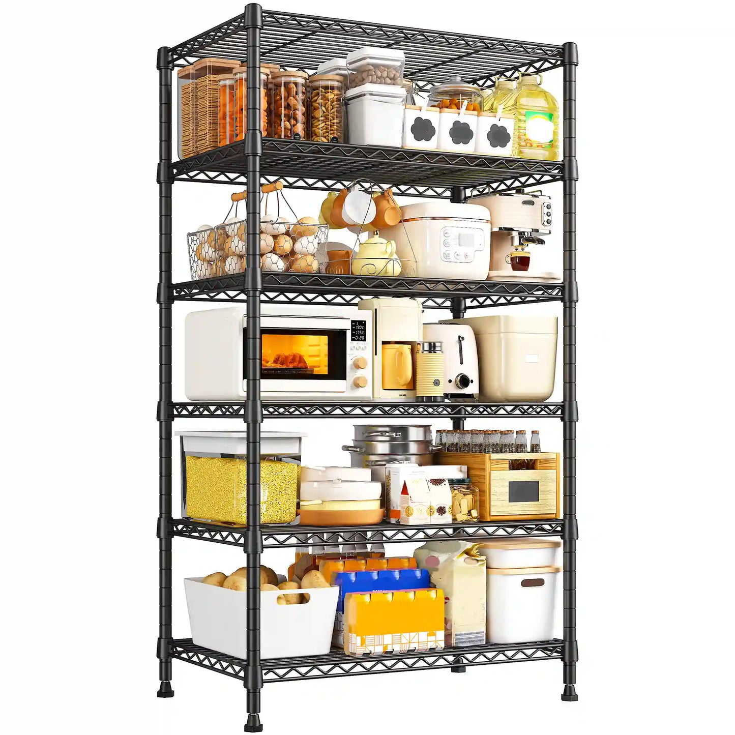 【🔥Factory Direct Clearout Sale🔥】71"H Wire Shelving Units,6 Tier Storage Shelves,Adjustable Detachable Storage Shelving Unit for Kitchen Laundry Pantry Garage Commercial