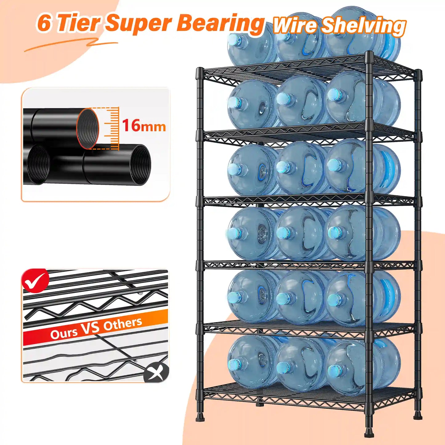 【🔥Factory Direct Clearout Sale🔥】71"H Wire Shelving Units,6 Tier Storage Shelves,Adjustable Detachable Storage Shelving Unit for Kitchen Laundry Pantry Garage Commercial