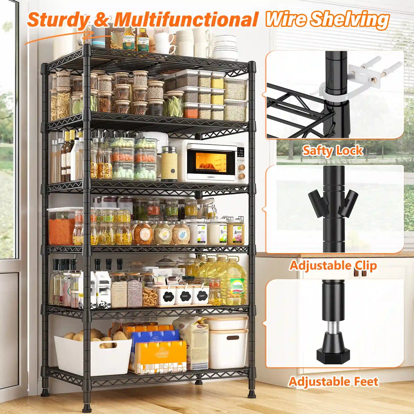 【🔥Factory Direct Clearout Sale🔥】71"H Wire Shelving Units,6 Tier Storage Shelves,Adjustable Detachable Storage Shelving Unit for Kitchen Laundry Pantry Garage Commercial