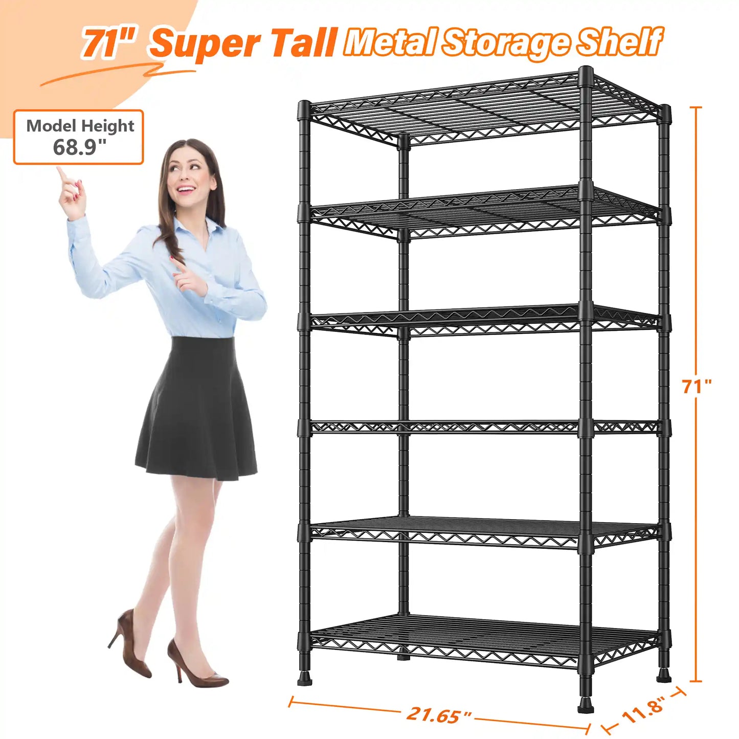 【🔥Factory Direct Clearout Sale🔥】71"H Wire Shelving Units,6 Tier Storage Shelves,Adjustable Detachable Storage Shelving Unit for Kitchen Laundry Pantry Garage Commercial