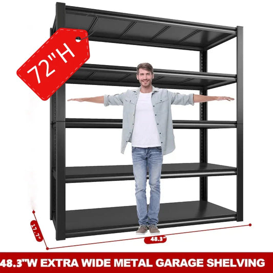 【🔥Factory Direct Clearout Sale🔥】5 Tier 72"H Garage Shelving,Adjustable Steel Storage Shelves 2600lbs for Warehouse,Basement,Garage,Industrial