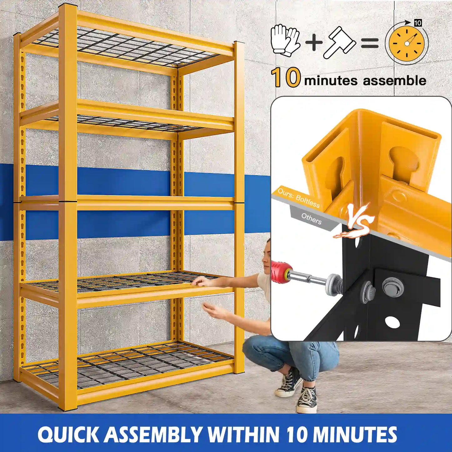 【🔥Factory Direct Clearout Sale🔥】72"H Metal Garage Shelving , 2500 LBS Adjustable Industrial Metal Storage Shelves