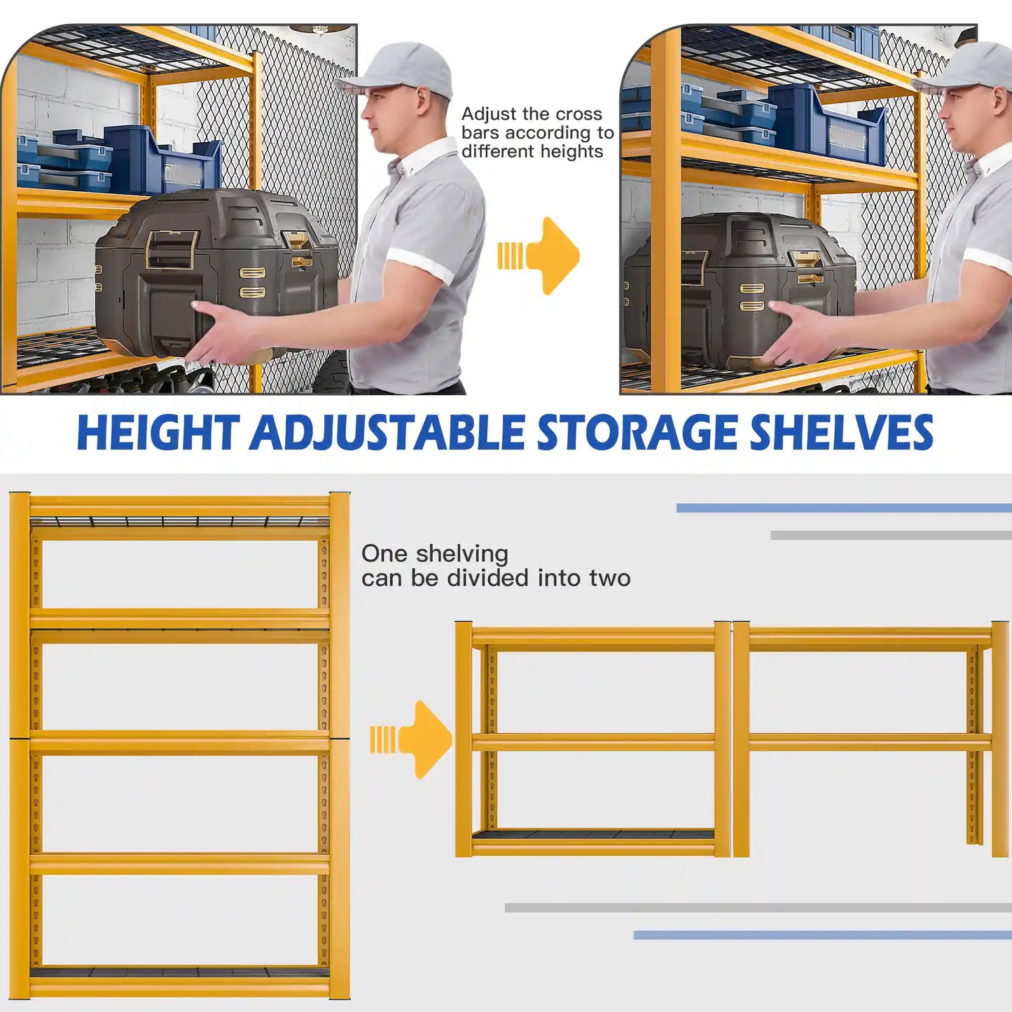 【🔥Factory Direct Clearout Sale🔥】72"H Metal Garage Shelving , 2500 LBS Adjustable Industrial Metal Storage Shelves