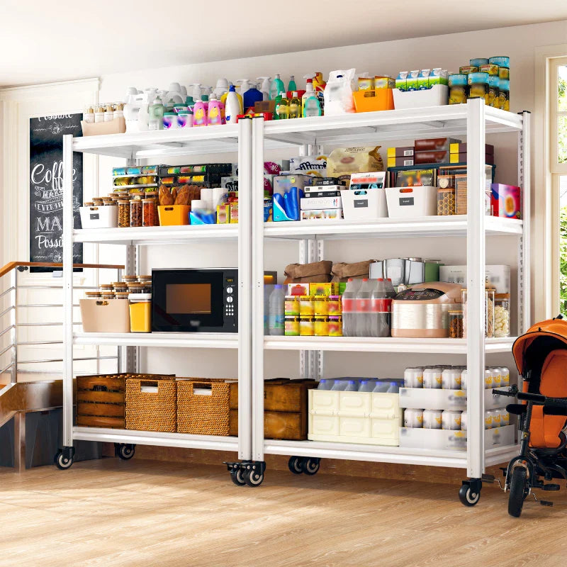 【🔥Factory Direct Clearout Sale🔥】59.8"H 4-Tier Rolling Metal Shelving Rack 530LBS Adjustable Shelving Units for Pantry, Kitchen, Basement