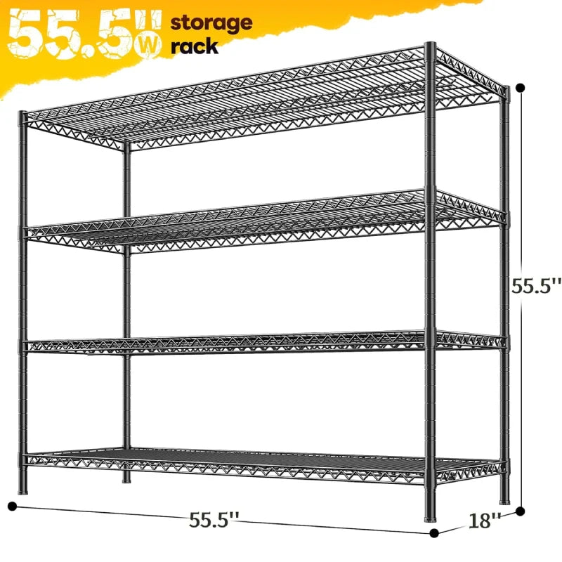 【🔥Factory Direct Clearout Sale🔥】55.5W Wire Shelves, 2560lbs Heavy Duty Metal Shelving Units, Adjustable Storage Rack for Garage Kitchen pantry