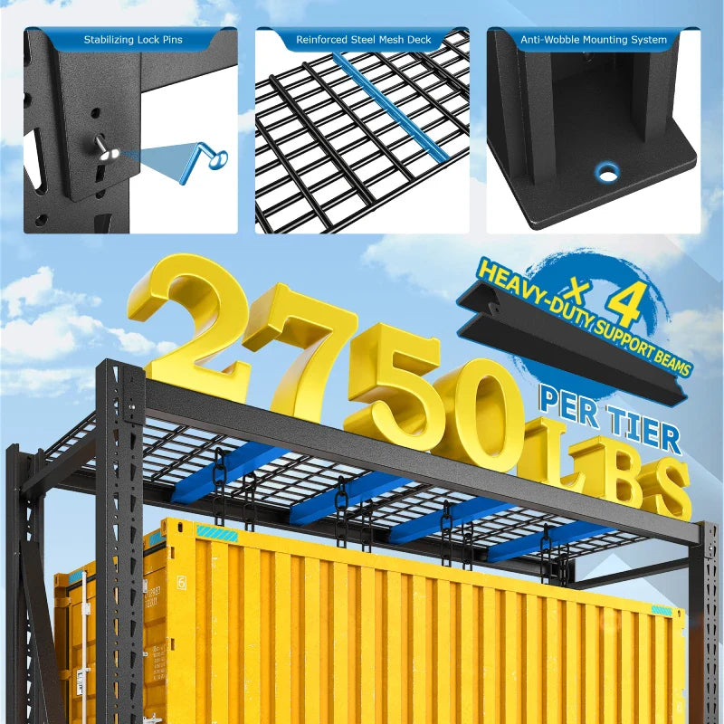 【🔥Factory Direct Clearout Sale🔥】 3-Tier 8250 LBS Heavy Duty Storage Rack 66 in High Adjustable Industrial Steel Shelving Unit for Garage, Warehouse Basement