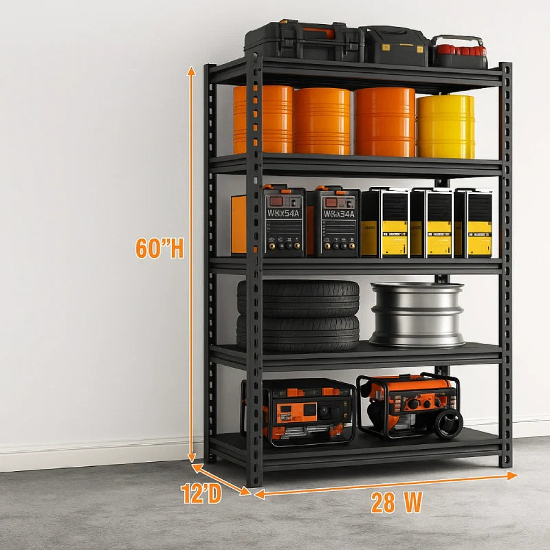 【🔥Factory Direct Clearout Sale🔥】28"W Shelving and Racking 1600 Lbs Adjustable Storage Shelving for Pantry,Garage and Storage Room.