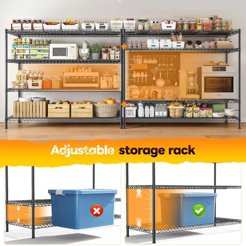 【🔥Factory Direct Clearout Sale🔥】55.5W Wire Shelves, 2560lbs Heavy Duty Metal Shelving Units, Adjustable Storage Rack for Garage Kitchen pantry