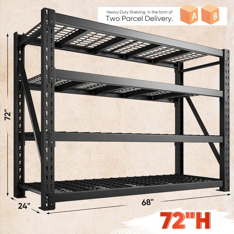 【🔥Factory Direct Clearout Sale🔥】Steel Heavy Duty Shelving Adjustable Industrial Storage Racks Shop Shelves for Garage Organization Basement, Warehouse, Industrial