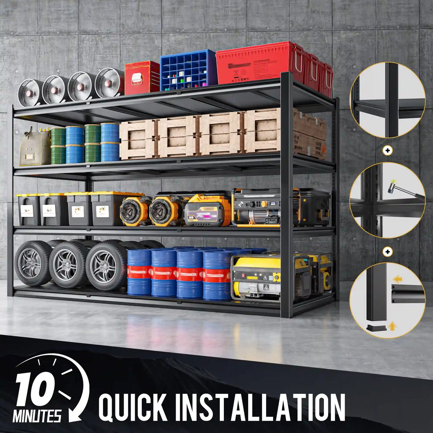 【🔥Factory Direct Clearout Sale🔥】60"W 4-Tier Heavy Duty Industrial Shelving Units, Adjustable Metal Storage Shelves Racks for Garage, Warehouse, Basement, 2650LBS