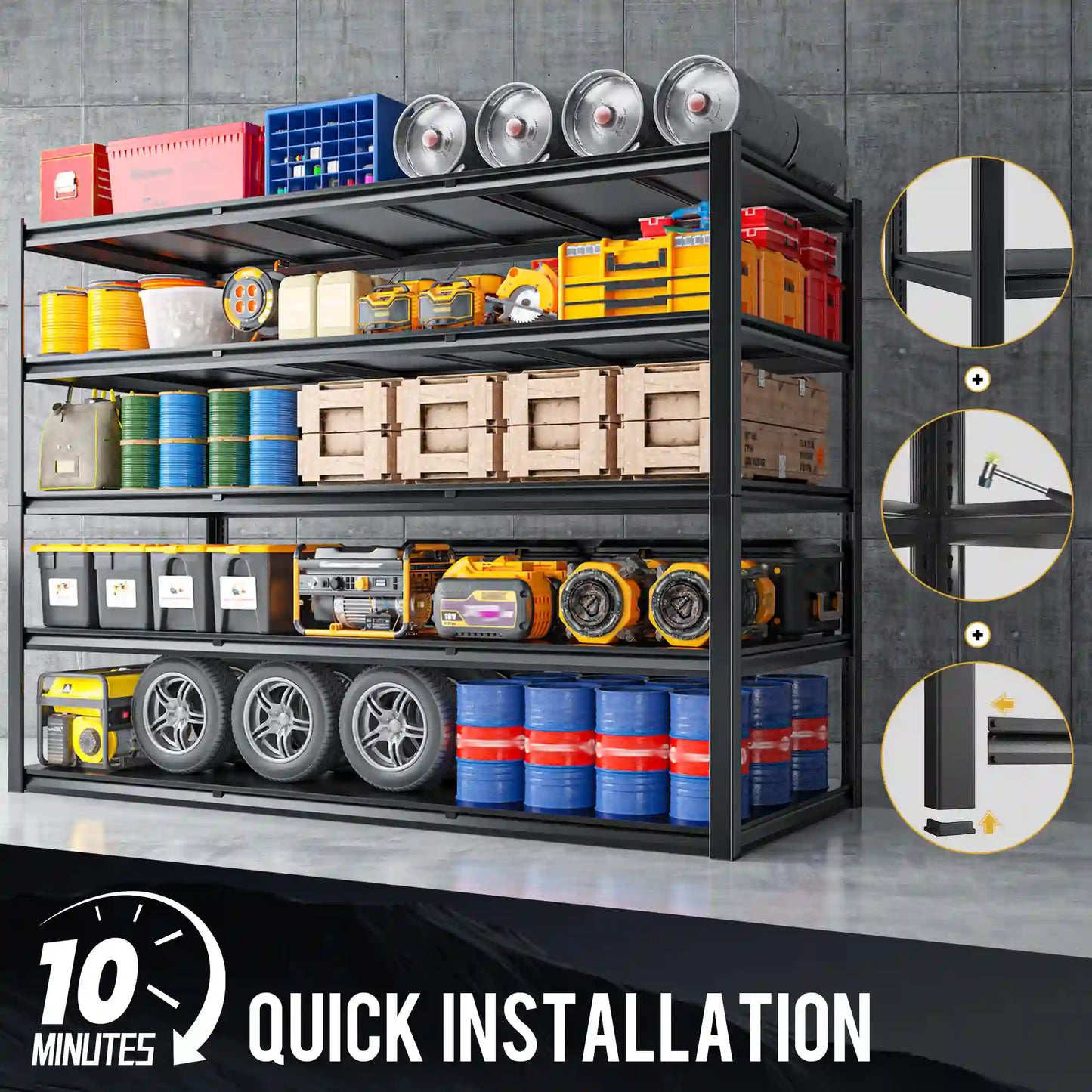 【🔥Factory Direct Clearout Sale🔥】60"W x 72"H 5-Tier Industrial Garage Shelving,3000LBS Heavy Duty Storage Shelves,Adjustable Metal Shelving for Basement Warehouse