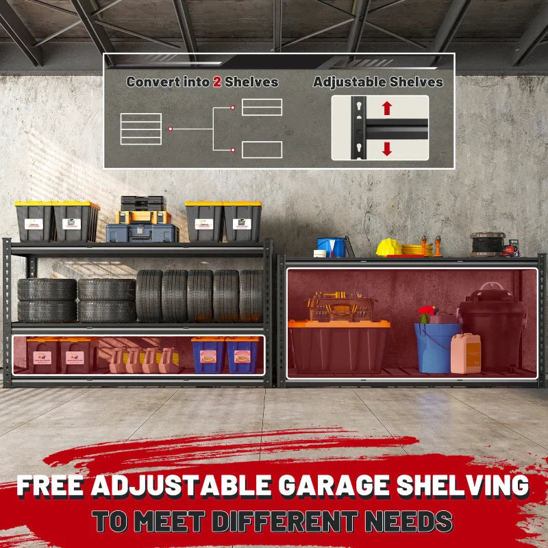 【🔥Factory Direct Clearout Sale🔥】55“W x 72"H 3000LBS Metal Garage Storage Racks Basement Shelving Adjustable Industrial Shelving for Garage, Warehouse, Pantry