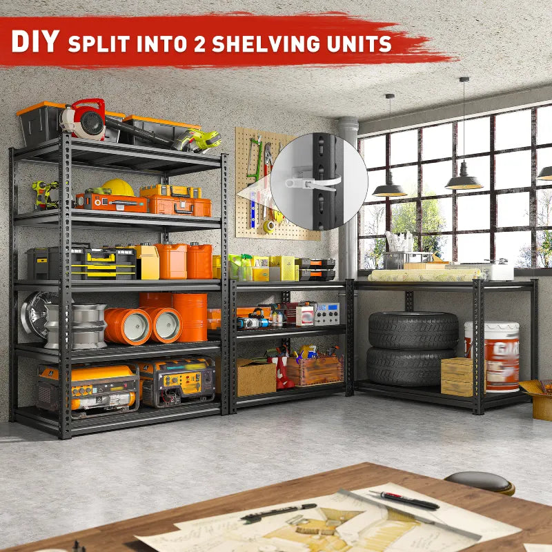 【🔥Factory Direct Clearout Sale🔥】Shelves 2000 Lbs, Garage Shelving 5 Tier Adjustable Black Metal Shelf