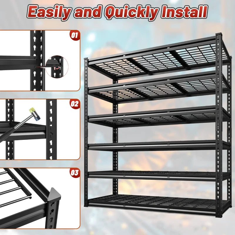 【🔥Factory Direct Clearout Sale🔥】24"in X 78"in Bin Shelves 3600LBS Industrial Shelving Units  6 Tiers Black Shelf Shelves For Garage, Warehouse, Pantry Organization