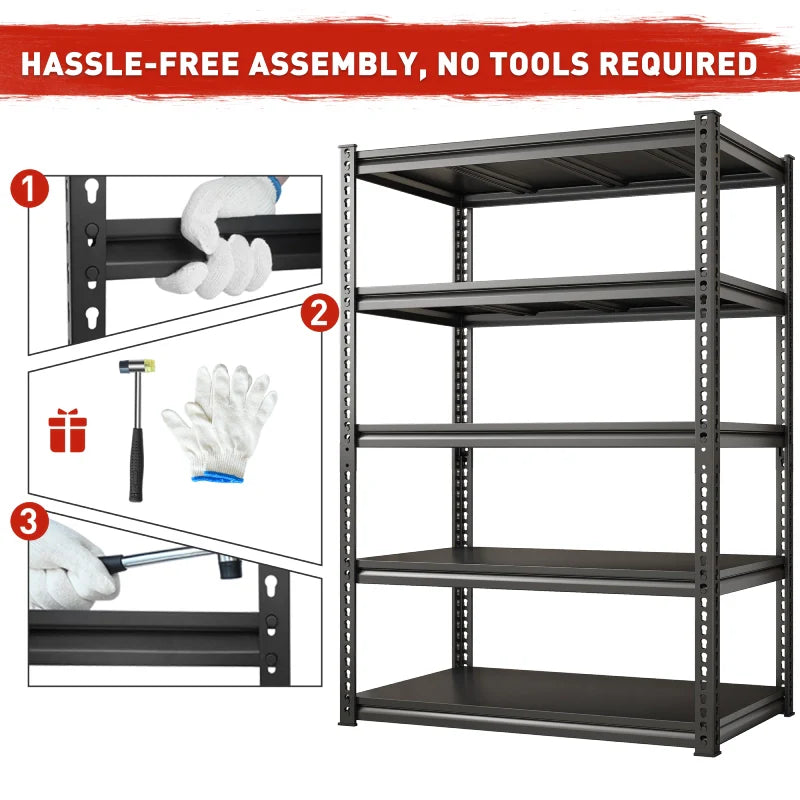 【🔥Factory Direct Clearout Sale🔥】Shelves 2000 Lbs, Garage Shelving 5 Tier Adjustable Black Metal Shelf