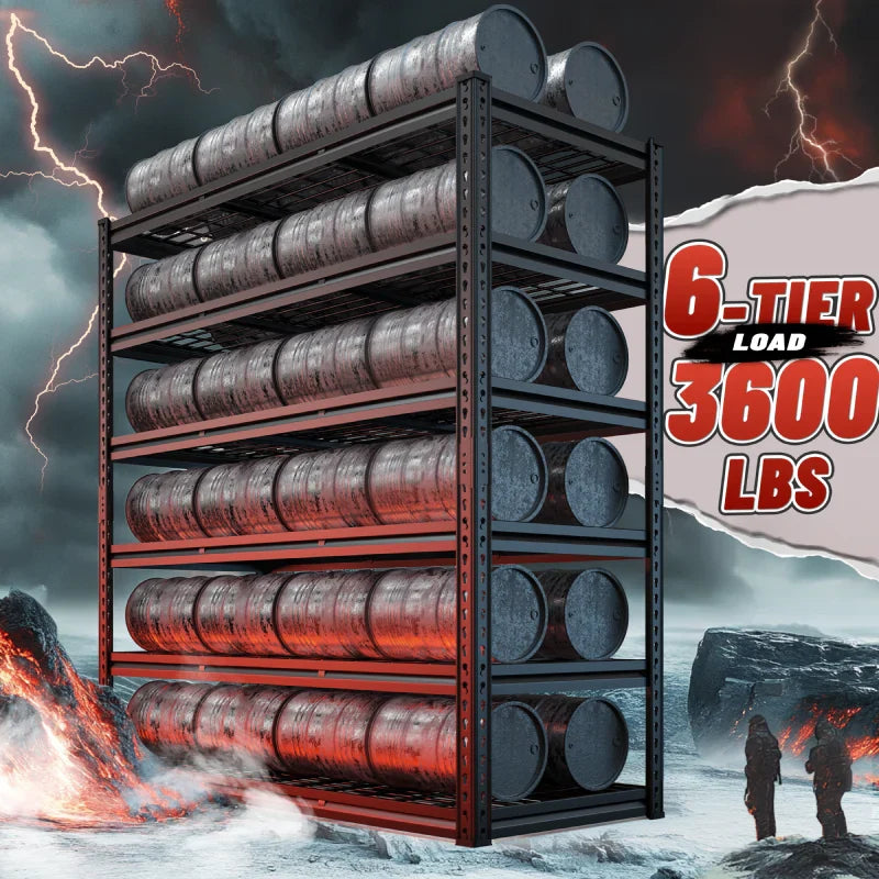 【🔥Factory Direct Clearout Sale🔥】24"in X 78"in Bin Shelves 3600LBS Industrial Shelving Units  6 Tiers Black Shelf Shelves For Garage, Warehouse, Pantry Organization
