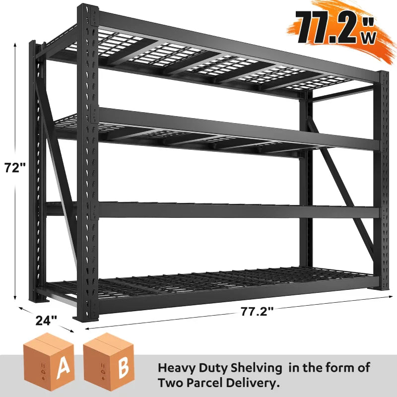 【🔥Factory Direct Clearout Sale🔥】Steel Heavy Duty Shelving Adjustable Industrial Storage Racks Shop Shelves for Garage Organization Basement, Warehouse, Industrial