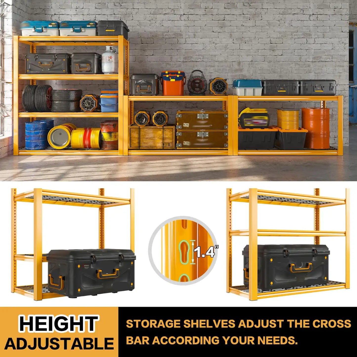 【🔥Factory Direct Clearout Sale🔥】4 Tier Shelves 60"H Garage Storage Shelves 2200 LBS  Free Assembly Tools Included for Garage Organization