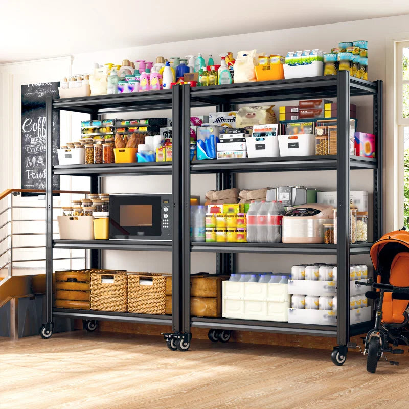 【🔥Factory Direct Clearout Sale🔥】59.8"H 4-Tier Rolling Metal Shelving Rack 530LBS Adjustable Shelving Units for Pantry, Kitchen, Basement