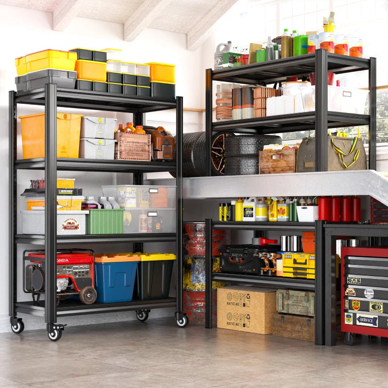 【🔥Factory Direct Clearout Sale🔥】59.8"H 4-Tier Rolling Metal Shelving Rack 530LBS Adjustable Shelving Units for Pantry, Kitchen, Basement