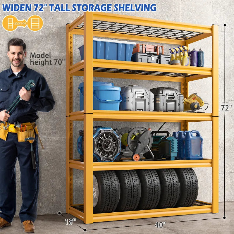 【🔥Factory Direct Clearout Sale🔥】40"W x 18"D Garage Shelving  5-Tier Heavy Duty Shelving  2550 LBS Adjustable Storage Shelves for Pantry Kitchen Basement Warehouse