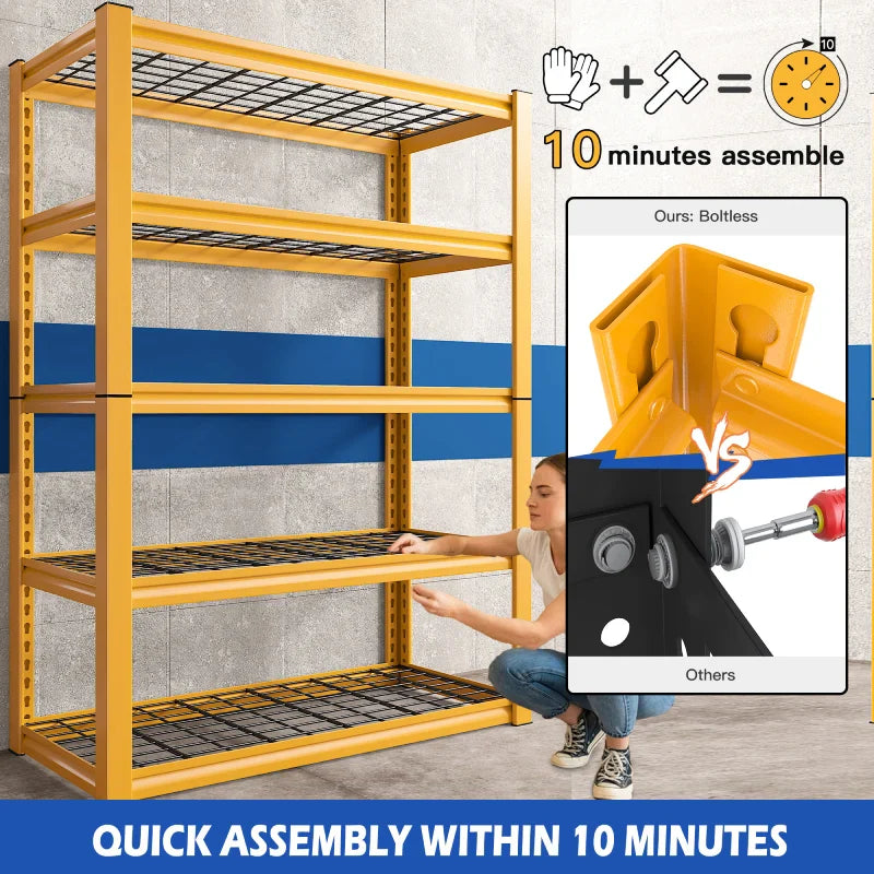 【🔥Factory Direct Clearout Sale🔥】40"W x 18"D Garage Shelving  5-Tier Heavy Duty Shelving  2550 LBS Adjustable Storage Shelves for Pantry Kitchen Basement Warehouse