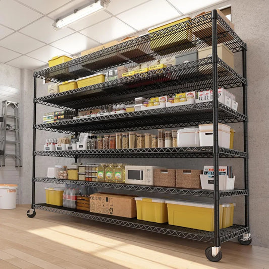 【🔥Factory Direct Clearout Sale🔥】60''W X 82.6" H Wire Shelves on Wheels, 3598 lbs Heavy Duty Commercial Shelving Rack, Adjustable Steel Shelves for Kitchen Pantry