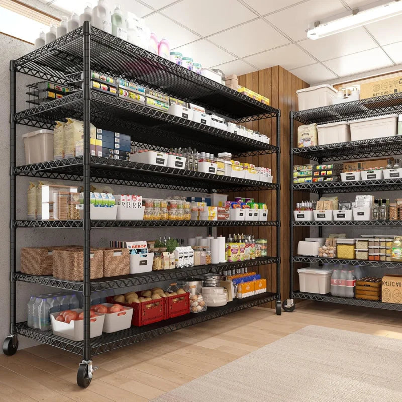 【🔥Factory Direct Clearout Sale🔥】60''W X 82.6" H Wire Shelves on Wheels, 3598 lbs Heavy Duty Commercial Shelving Rack, Adjustable Steel Shelves for Kitchen Pantry