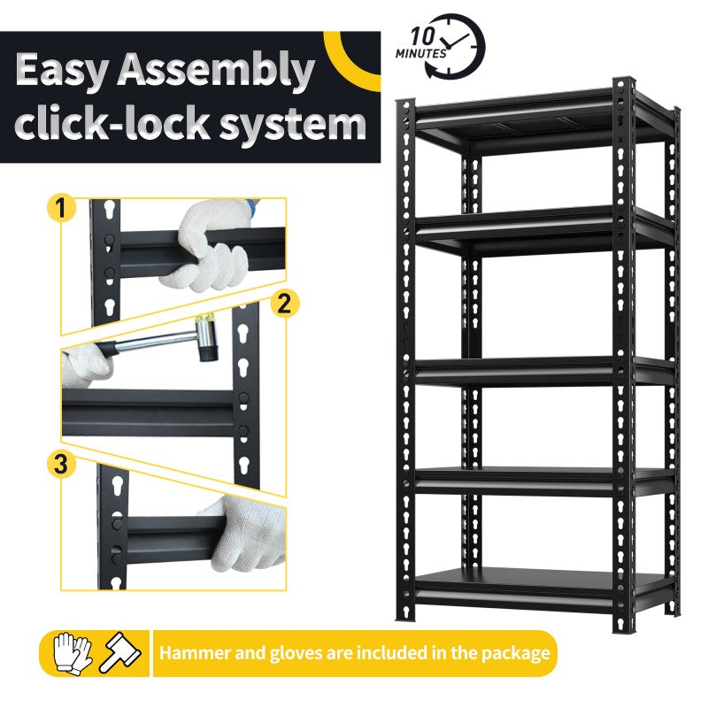 【🔥Factory Direct Clearout Sale🔥】28"W  Metal Shelving Units 1400 Lbs Adjustable Utility Shelves, Black