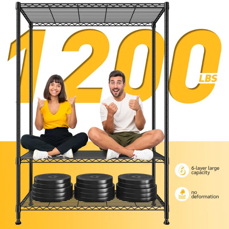 【🔥Factory Direct Clearout Sale🔥】35.4"W Wire Shelving Units, 6-Tier Adjustable, Metal Wire Shelves for Pantry Kitchen Commercial 1200lbs Total Capacity