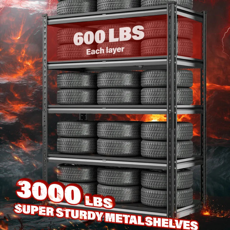 【🔥Factory Direct Clearout Sale🔥】 3000 LBS 5 Tiers Heavy Duty  Storage Shelves Adjustable Metal Shelving for  Garage, Pantry, Kitchen and Basement