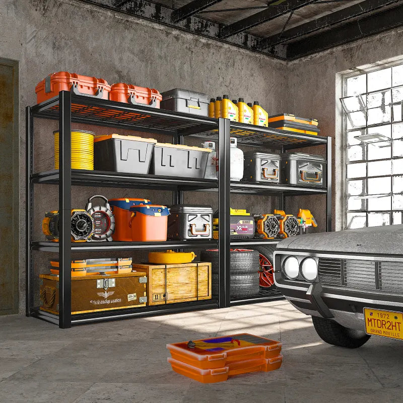 【🔥Factory Direct Clearout Sale🔥】59.9H 4 Tiers Industrial Shelves Adjustable Shelving for Garage Warehouse Basement Loads 2200LBS