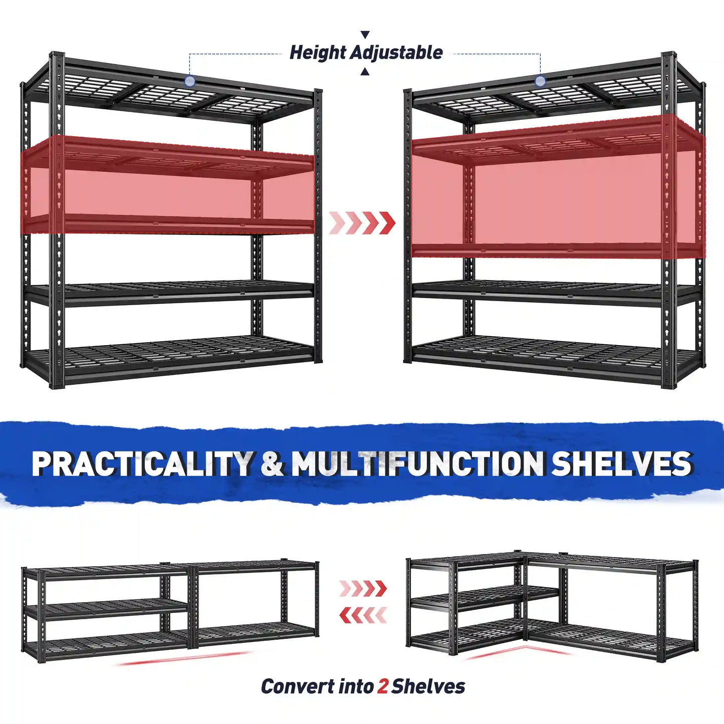 【🔥Factory Direct Clearout Sale🔥】Food Store Shelves 5-Tier Adjustable Shelving 48"W x 72"H 2750 LBS for kitchen, Warehouse, Basement, Workshop