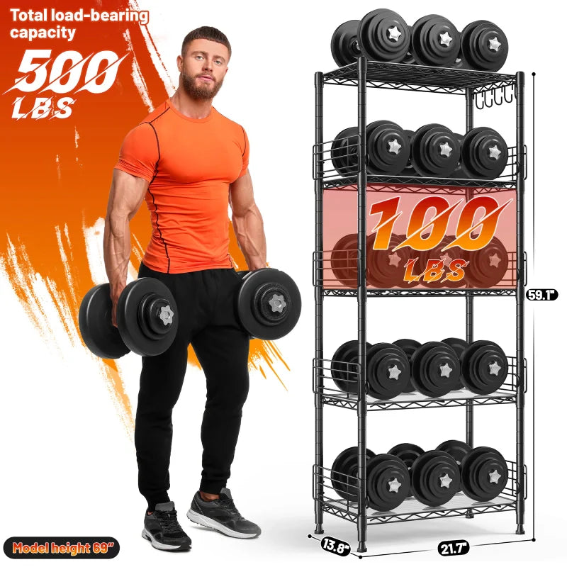 【🔥Factory Direct Clearout Sale🔥】21.7"W Wire Shelving Units, 5-Tier Adjustable Metal Shelves with 5 Hooks & Shelf Liners, Storage Rack for Pantry Bathroom Dorm