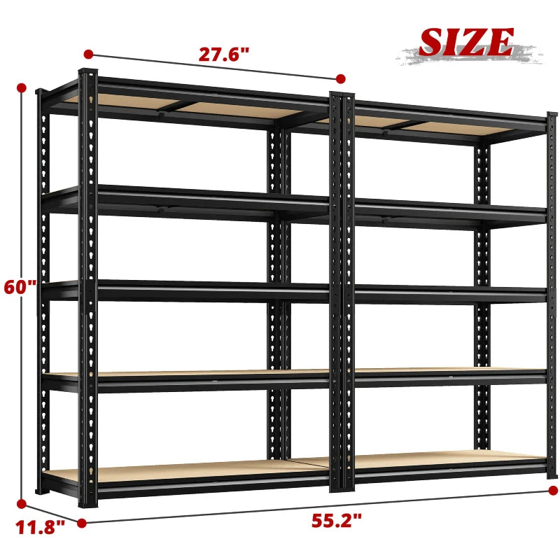 【🔥Factory Direct Clearout Sale🔥】Set of 2 Garage Storage Shelves, 27.6”W Metal Shelves Adjustable, 2000LBS Storage Rack for Pantry Kitchen Commercial