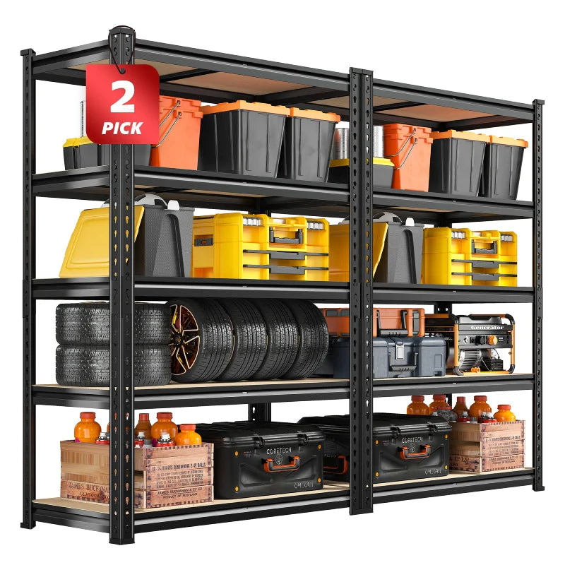 【🔥Factory Direct Clearout Sale🔥】Set of 2 Garage Storage Shelves, 27.6”W Metal Shelves Adjustable, 2000LBS Storage Rack for Pantry Kitchen Commercial
