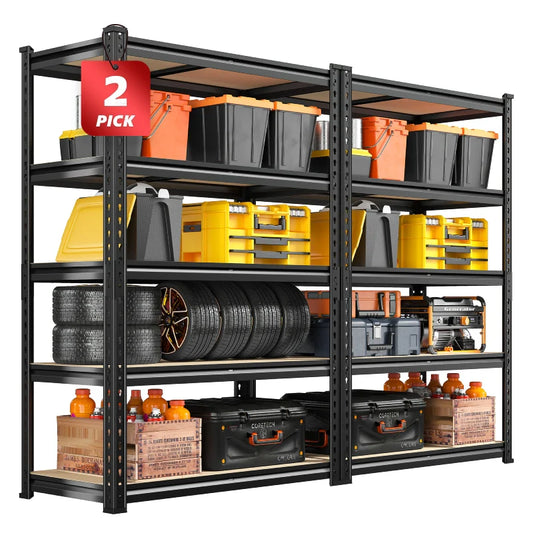 【🔥Factory Direct Clearout Sale🔥】Set of 2 Garage Storage Shelves, 27.6”W Metal Shelves Adjustable, 2000LBS Storage Rack for Pantry Kitchen Commercial