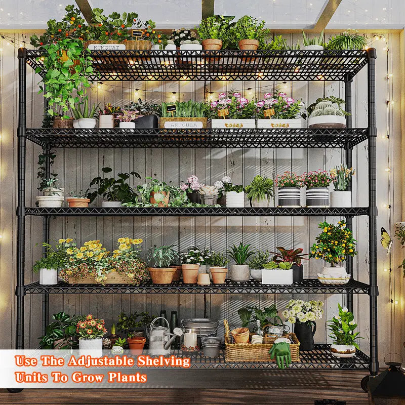 【🔥Factory Direct Clearout Sale🔥】60" W Steel Wire Shelving Units on Wheels, 5-Tier Adjustable, 3200lbs Heavy Duty Storage Shelves for Garage Kitchen Pantry Commercial