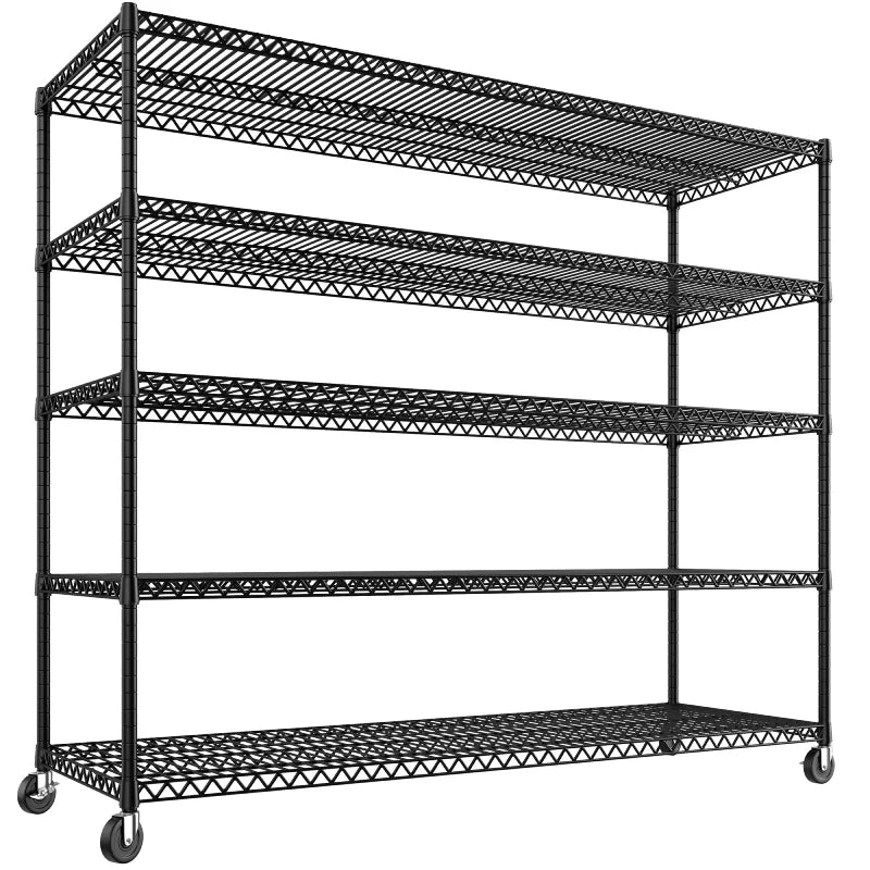 【🔥Factory Direct Clearout Sale🔥】60" W Steel Wire Shelving Units on Wheels, 5-Tier Adjustable, 3200lbs Heavy Duty Storage Shelves for Garage Kitchen Pantry Commercial