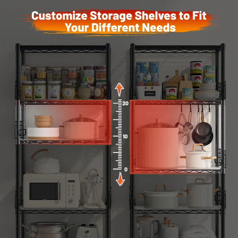 【🔥Factory Direct Clearout Sale🔥】21.7"W Wire Shelving Units, 5-Tier Adjustable Metal Shelves with 5 Hooks & Shelf Liners, Storage Rack for Pantry Bathroom Dorm