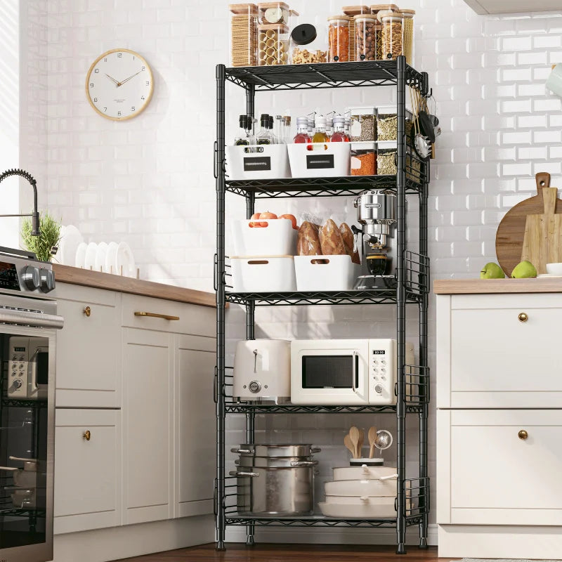 【🔥Factory Direct Clearout Sale🔥】21.7"W Wire Shelving Units, 5-Tier Adjustable Metal Shelves with 5 Hooks & Shelf Liners, Storage Rack for Pantry Bathroom Dorm