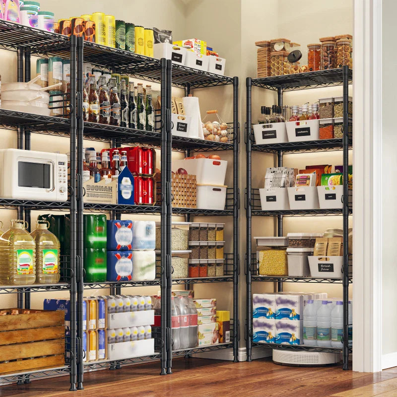 【🔥Factory Direct Clearout Sale🔥】21.7"W Wire Shelving Units, 5-Tier Adjustable Metal Shelves with 5 Hooks & Shelf Liners, Storage Rack for Pantry Bathroom Dorm